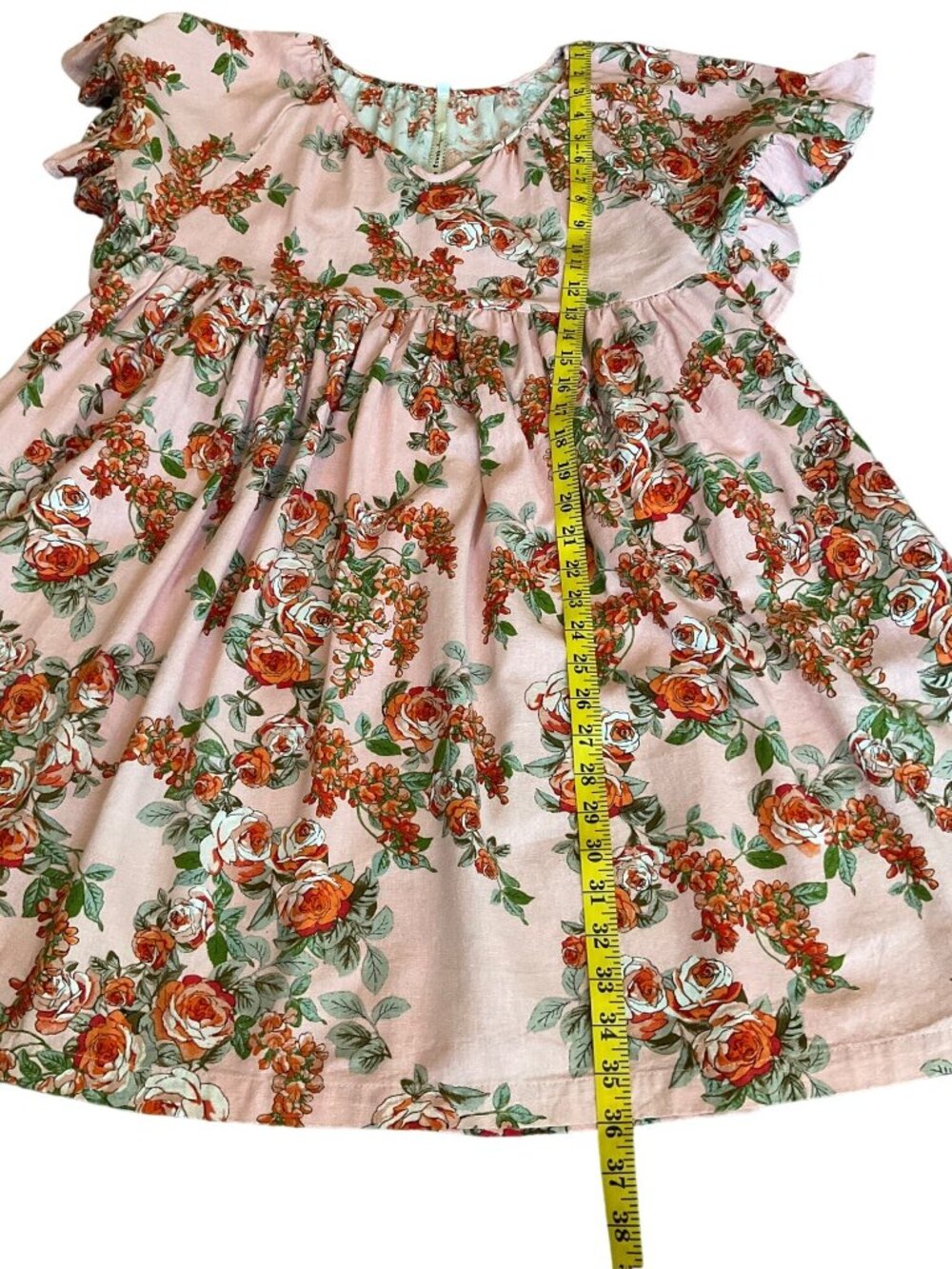 Uncle Frank Baby Doll Dress Linen Bl Floral Ruffles Flowy Sundress Pink Made USA - Picture 7 of 15